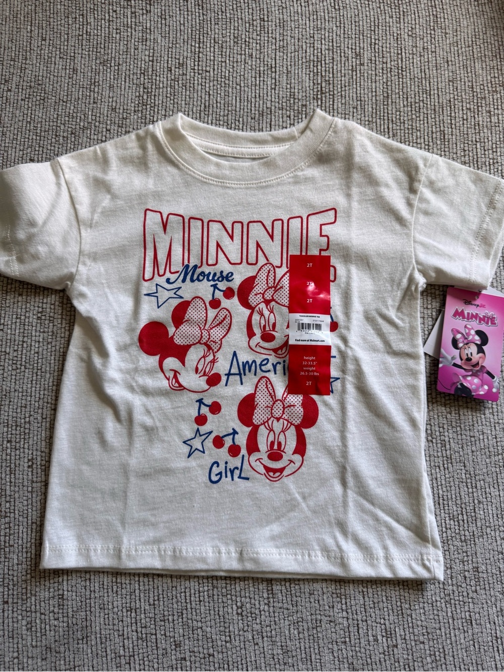 Disney Minnie Mouse White Tee with Red and Blue Graphic